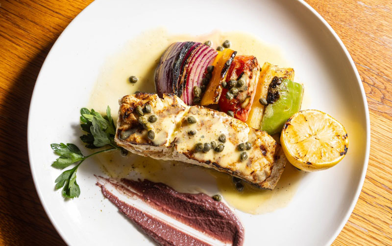 charcoal-grilled Halibut