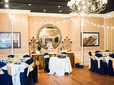 tables decorated for a wedding